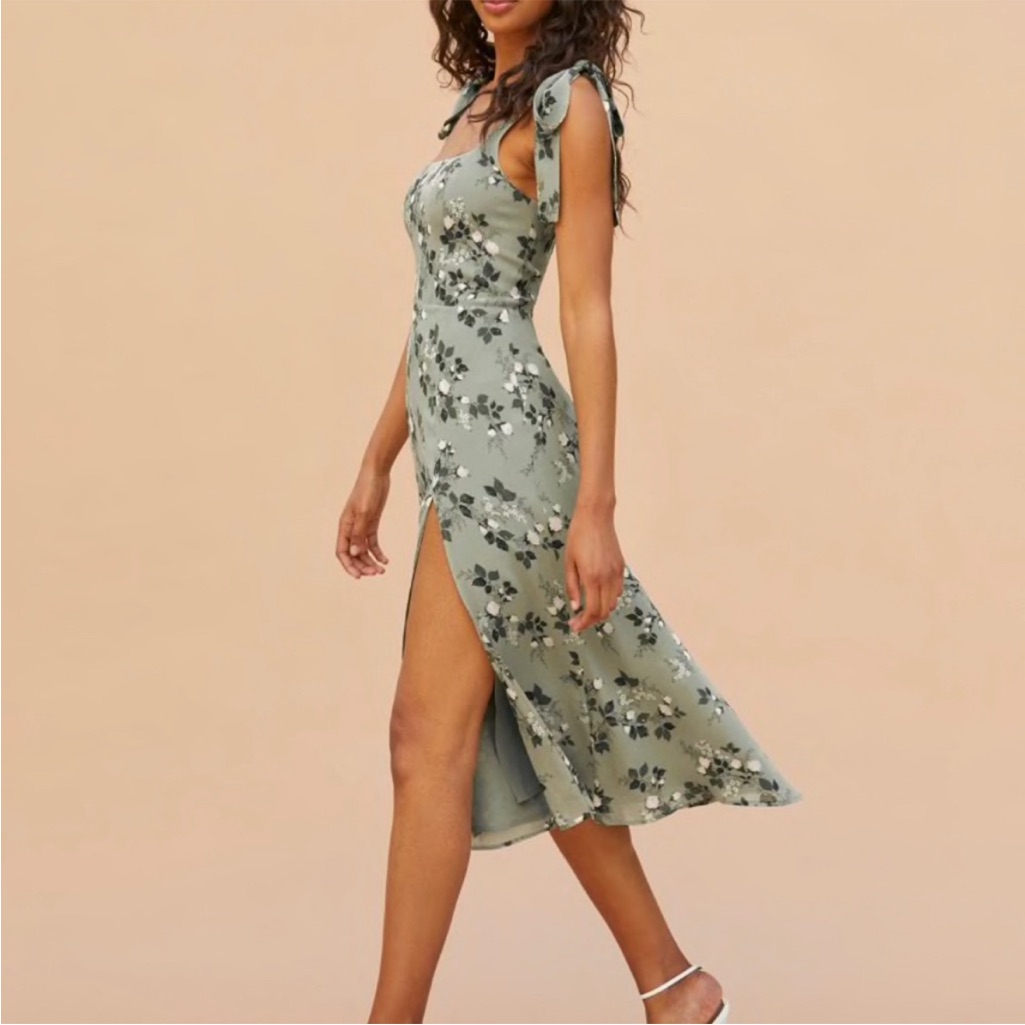 Reformation Twilight Dress In Verde Size 8
